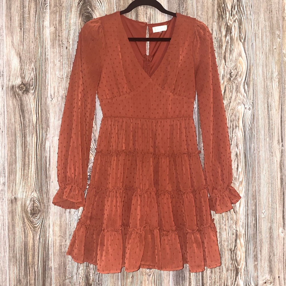 Rust Long-sleeve Dress